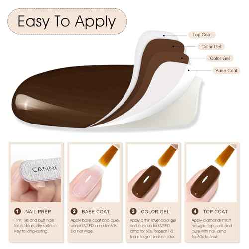 CANNI Dark Brown Gel Polish, 1Pcs Irish Coffee Brown Nail Polish Gel High Gloss Soak Off UV French Manicure Salon DIY