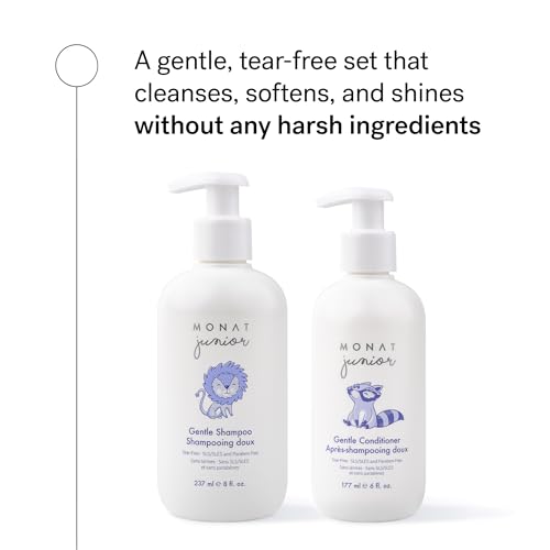 MONAT Junior¢â Gentle Shampoo and Conditioner Set ? Safe, Tear-Free, Anti-Frizz, All-Natural, Sulfate- & Paraben-Free Hair Care for Kids ? 414 ml. (14 fl. oz.)