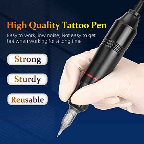 Tattoo Pen Kit ATOMUS Cartridge Tattoo Machine Kit Complete Tattoo Cartridge Needles Power Supply Inks Caps Kit for Tattoo Beginners Professional