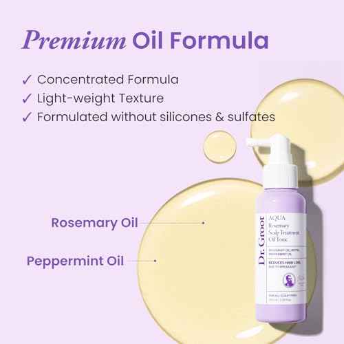 Dr.groot Rosemary Mint Oil Tonic for Hair Growth with Biotin, Hyaluronic Acid, Thickening & Scalp Nourishing. Korean Haircare. Sulfate-Free, Silicon-Free, Paraben-Free (3.38 fl oz/ 100ml)