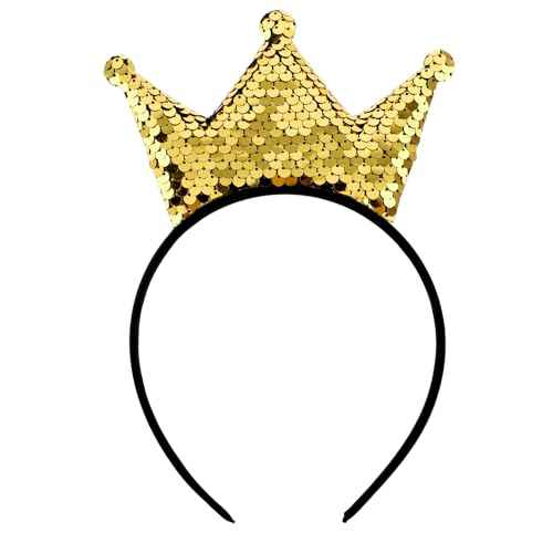 Sequins Crown Headband Christmas Glitter Crowns Hair Band Gold Hair Hoop Hair Accessories for Girls Women Birthday