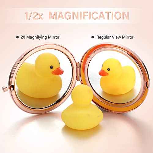 Roowest 12 Pcs Inspirational Compact Mirror Christmas Small Gifts for Mom Women Bulk Double Sided Travel Thank You for Being Awesome Makeup Magnifying Pocket Mirror for Purse(Rose Gold)