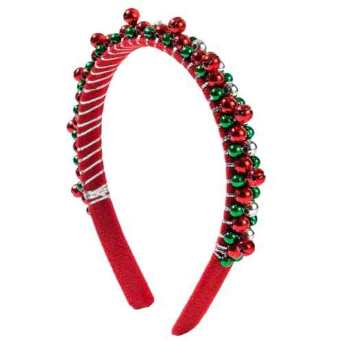 Christmas Headband Christmas Bell Hairband Girls Holiday Headbands Red Green Silver Hair Accessories Xmas Jingle Bell Headbands for Women Girls