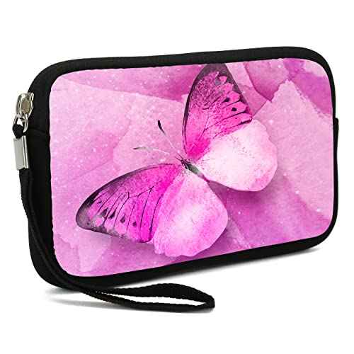 Small Toiletry Bags for Women, Adorable Roomy Makeup Pouch- Purse Cute Cosmetic Bag Travel Toiletry Bag Pouch Waterproof Organizer Bag (Pink Butterfly)