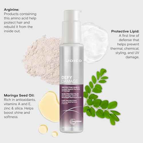 Defy Damage Protective Shield | For Damaged, Color-Treated Hair | Protect Against UV & Thermal Damage | Strengthen Bonds & Preserve Hair Color | With Moringa Seed & Arginine | 3.38 Fl Oz