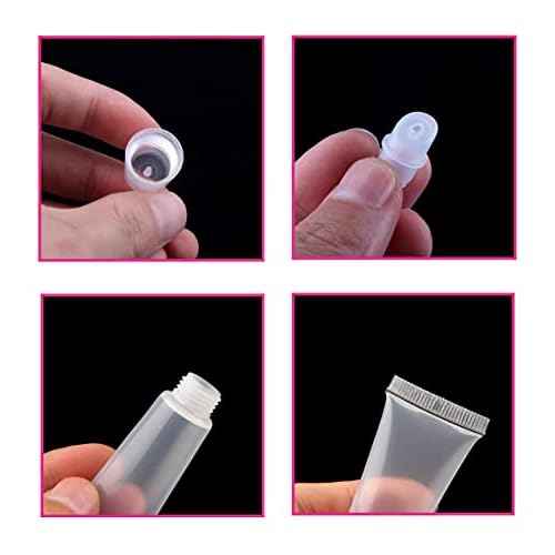 BlingKingdom 6pcs Lip Gloss Tubes 8ml Clear Soft Empty Lip Balm Containers Refillable Mini Cosmetic Tubes for Comestic Makeup and Travel Toiletries