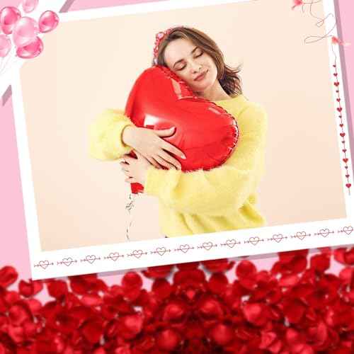 Valentine¡¯s Day Headbands for Women Pearl Rhinestone Hairband Knotted Heart Crystal Bejeweled Head Band Non Slip Wide Top Knot Headband Holiday Jeweled Hair Accessories Valentines Gifts (Red-Love)