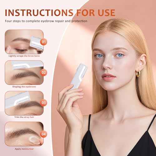 Rechargeable Sonic Smooth Dermaplane Razor for Women Face, 2 in 1 Painless Facial Exfoliation & Peach Fuzz Removal, 3-Speed Dermaplaning Tool with LED Light and 5 Refill Dermablades, White