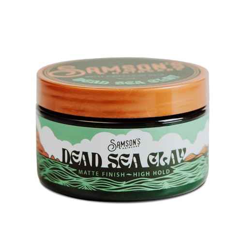 SAMSON'S HAIRCARE Dead Sea Hair Styling Clay, Nourishing and Revitalizing Hair, With Black Hawaiian Sea Salt, High Hold, Ultra-Matte Finish, 4 oz.