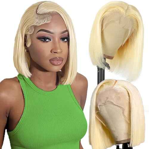 SKYDO 613 Blonde Bob Wig Human Hair 13x4 Bob HD Lace Front Wigs Human Hair 180 Density 613 Bob Wig Pre Plucked Blonde Wigs for Women 12inch