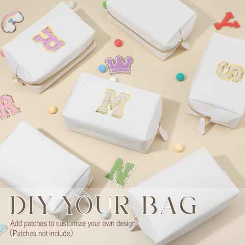 Kigeli 20 Pcs Small Makeup Bag Bulk PU Leather Cosmetic Bags with Zipper Preppy Makeup Pouch Toiletry Bag for Women Wedding Bachelorette Party Gift Travel Storage Organizer(White)