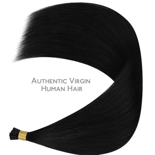 Wennalife I Tip Hair Extensions, 50g 24 Inch Jet Black Remy Human Hair, 50 Sets, Fusion, Straight, Unisex