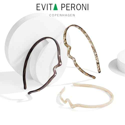 EVITA PERONI Headbands for Women Thin Hairband with Pearl Fashionable Womem Headband Acetate Material Flowing Rhythmic Headband - Light Dazzling Gold