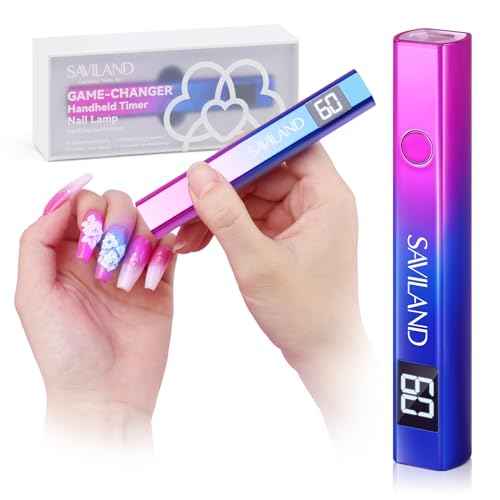 SAVILAND U V Light for Nails ? Handheld U V Lamp for Gel Nails LED Nail Lamp Portable Mini Nail Dryer for Curing Gel Polish Glue USB Nail Art for Home DIY Manicure (12W)