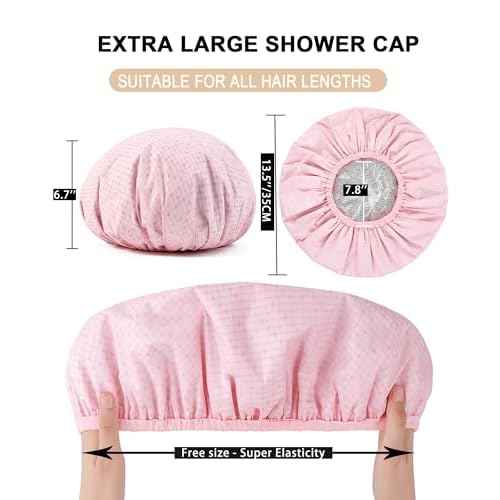 YIZIJIZI 2 Pieces Heat Cap for Deep Conditioning, Conditioning Cap Made of Aluminum Foil for Home and Salon Use, Hair Dyeing£¨pink£©