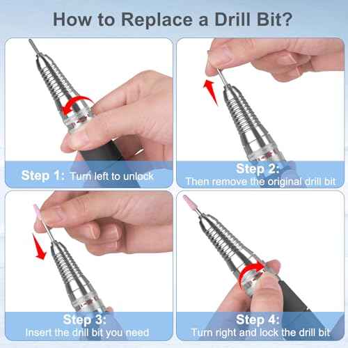 Nail Drill Handpiece for UP200 Machine, HoMove 35000RPM Professional Electric Nail File Handle Replacement 3 Pins, Low Noise and Comfortable (Only Handpiece)