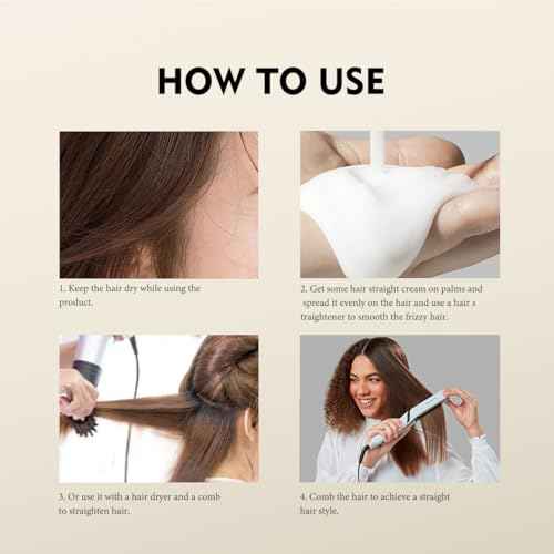 gowwim Hair Straightener Cream,Keratin Hair Treatment Straightening,Smooths Frizz, Curly Hair Becomes Straight in 5mins,Used With Hair Straightener,3.38Oz(100g£©, White