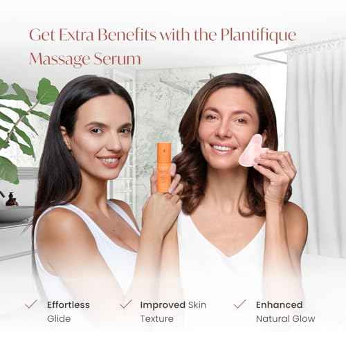 PLANTIFIQUE Rose Quartz Gua Sha Tool ? Anti-Aging Face Massager & Jawline Shaper for Skincare Routine ? Facial Massage & Skin Care Gift