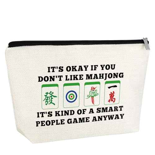 Funny Mahjong Game Player Gift for Women Makeup Bag Mahjong Themed Gift for Mah Jong Players Lovers Grandma Aunt Mom Sister Bestie Friend Retirement Birthday Present for Her Travel Pouch