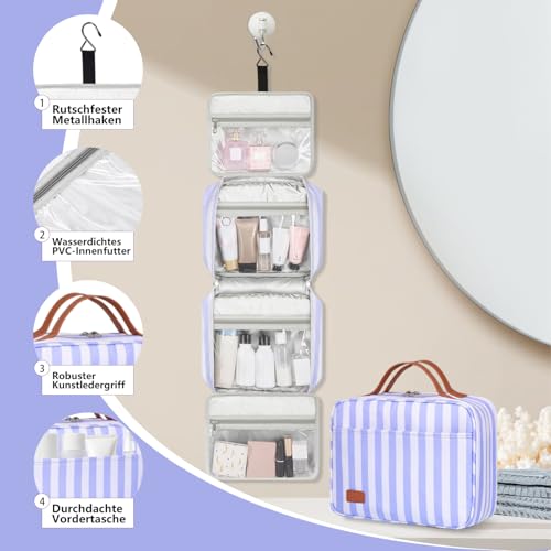 Hanging Travel Toiletry Bag for Women, Portable Toiletry Bag for Travel Size Essentials, Water-resistant Large Travel Makeup Bag with Hook for Toiletries, Cosmetics, Travel Accessories