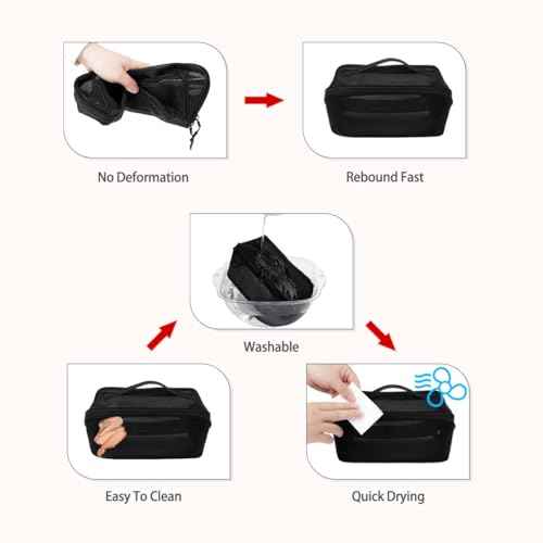 Travel Makeup Bag,Large Capacity Cosmetic Bags for Women,Toiletry Bag Make up Organizer with Divider and Handle(Black)