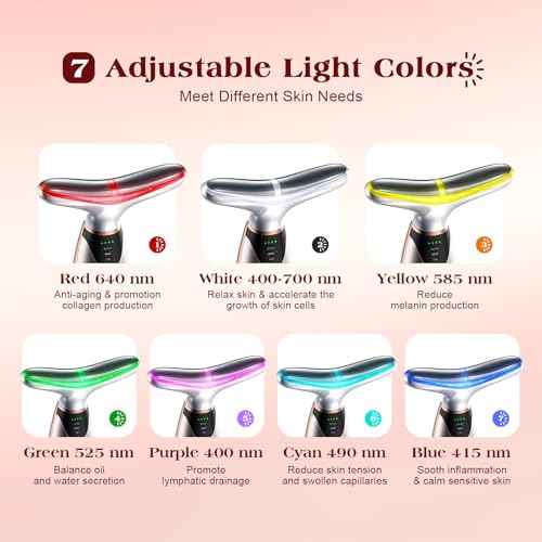 Facial Massager, 7 Colors Red Light Therapy for Face and Neck, Face Lift Device with 113¡ÆF Heating Vibration for Multi Skin Care