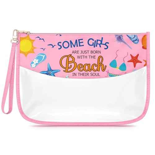 Sfodiary Beach Themed Makeup Bag for Women Summer Vacation Gift for Beach Lover Friendship Graduation Christmas Gift for Sister Friends Teens Zipper Travel Pouch Cosmetic Bag