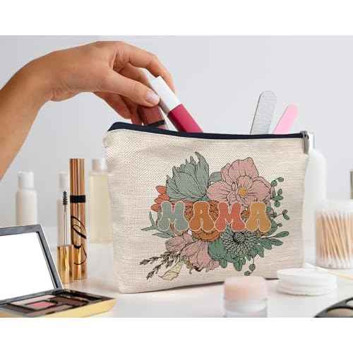 IWXYI Mama Mom Makeup Bags With Zipper - Travel Toiletry Gifts For Women