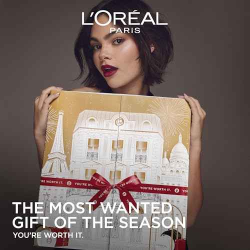 L'Oreal Paris 24 Day Beauty Advent Calendar 2025, Holiday Gift Set Includes Deluxe-Sized and Miniature Makeup, Skincare and Haircare Products