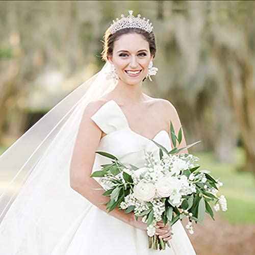 Crystal Tiaras and Crowns for Women Queen Silver Rhinestone Hair Jewelry Decor for Princess Ladies Flower Girls Bridal Bride Birthday Pageant Wedding Prom Halloween Costume Party with Combs