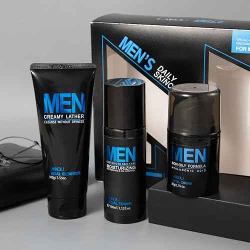 LAIKOU Men's Skin Care Set, Gifts for Men, Skincare Gift Set, Men Skincare with Facial Cream, Facial Cleanser, Facial Toner Father's Day Christmas Birthday Valentines for Him Dad Son Husband Boyfriend