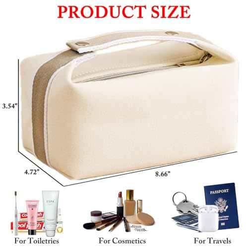 Travel Makeup Bag, Waterproof Canvas Cosmetic Bag Make Up Organizer Case for Women, Large Toiletry Bag Skincare Pouch for Toiletries Accessories Brushes