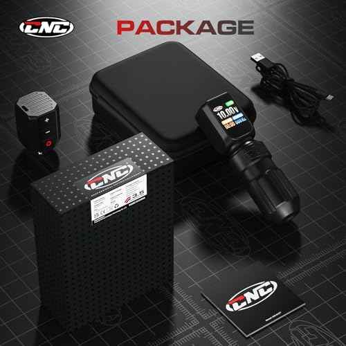CNC Tattoo Machine Wireless Tattoo Gun Rotary Pen with 3200mAh Dual Batteries 3.5 Stroke Power Supply Digital LED Display Coreless Motor for Tattoo Professionals and Beginners CNC-M2-E77-1