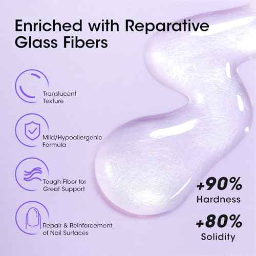 GELLEN Fiber Glass Base Gel Polish, 0.51 Fl.oz Clear Nail Strengthener for Repair Broken Damaged Thin Weak Nails, Professional Soak Off UV Base Coat Salon Home