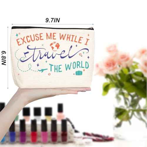 4 pcs Funny Travel Gifts for Women Makeup Bag Travel Essentials Cosmetic Bag Traveling Toiletry Bags Flight Vacation Gifts for Bestie Mom Sister Girls Trip Birthday Graduation Friendship Christmas