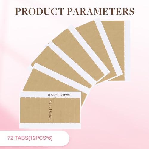 GOO GOO Hair Extension Tape Double Sided Adhesive Replacement Tape, Professional Strong Tapes for Tape in Hair Extensions 72pcs, 1.6 * 0.3inch per Piece