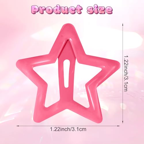 Xindojuz 50 PCS Star Clips, 1.2"/3 cm Metal Non-Slip Snap Hair Clips and Barrettes, Cute Y2k Hair Accessories for Girls and Women, 2000s Sparkling Colorful kawaii Hairclips