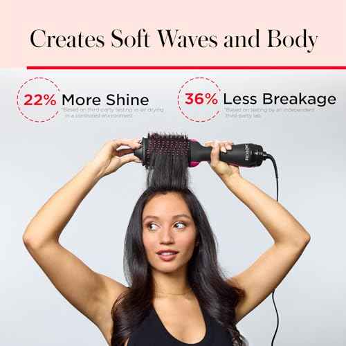 REVLON One-Step Volumizer Hair Dryer and Styler ? Easy Salon-Style Blowouts ? Less Frizz, More Shine, and Reduced Heat Damage, for All Hair Types and Lengths (Black)