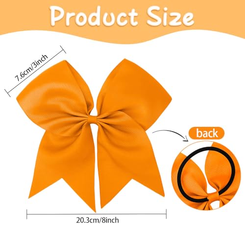2 PCS Large Orange Hair Bows for Girls - Cheerleading Bows with Large Size for Cheerleaders' Hair