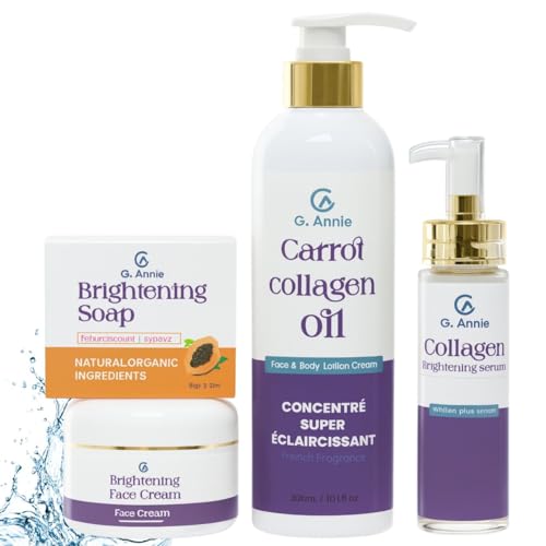 G. Annie Carrot Collagen Set of Oil Face & Body Lotion ? Moisturizer with Natural Oils, Daily Hydration Cream for Glowing Skin, Firming & Even Skin Tone Care, Anti-Aging Formula