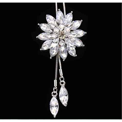 Cathercing Rhinestone Lotus Floral Pendant Long Necklace for Women Sweater Chain Statement Necklace Choker Adjustable Elegant Jewelry Accessories Dressy Collocation Winter Evening Party Wedding