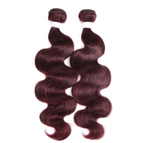 REMY HAIR 99j Bundles Body Wave Human Hair Bundles Red Burgundy Hair Extension 1 Bundle 18 Inch Brazilian Virgin Human Hair for Black Women Body Wave Bundles
