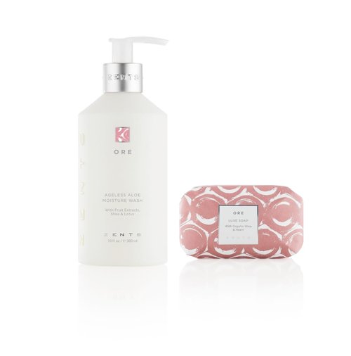 Zents Cleansing Skincare Set (Ore Fragrance) | Hand & Body Wash & Luxe Bar Soap | Moisturizing with Organic Shea Butter | Nourishes & Softens Skin | 10 fl oz & 5.7 oz