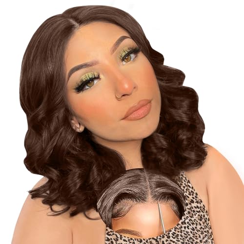 SFD 16inch Brown Glueless Wigs Human Hair Pre Plucked Pre Cut 200% Density Wear And Go Chocolate Brown Lace Front Wig 9x6 Hd Closure Loose Body Wave Wig Human Hair