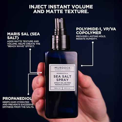 Murdock London Sea Salt Spray for Men ? Barber-Trusted Texturizing Mens Hair Sprays for Root Lift, Volume & Matte Finish ? Clean Label, Paraben-Free Sea Salt Spray for Hair (5.1 oz)
