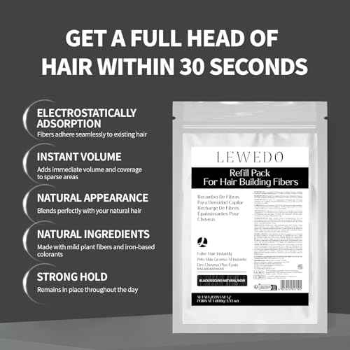 Hair Building Fibers Refill Pack - 100g Instant Thickening Fibers for Men & Women, Natural Cotton Powder, Wind/Rain Resistant, For All Hair Fiber Applicator Bottles (Medium brown)