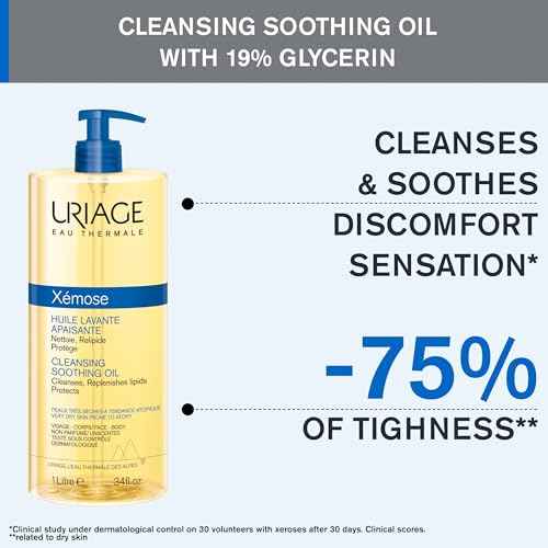 URIAGE X?mose Cleansing Soothing Oil | Mild Foaming Nourishing Gel-in-oil, Face & Body, Fragrance & Soap-Free
