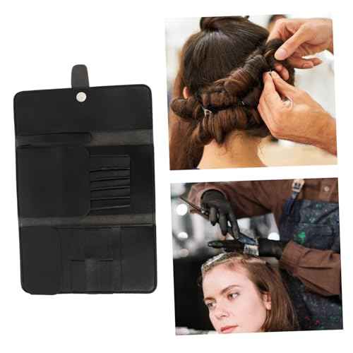 Angoily Shear Holder, 2PCS Roll up Hairdressing Scissors Barber Bag Tool Pouch Toolbox Leather Kit Hair Scissor Container Beauty, Black Barber Kit Shear Case, 26x14.5cm