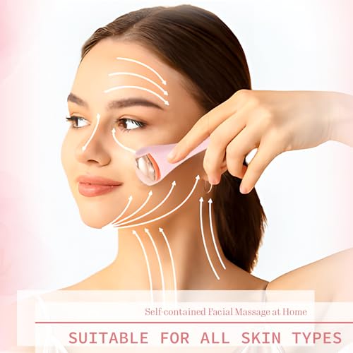 TORMEN Mini Eye & Face Rollers, Stainless Steel Eye Massage Ice Roller, Facial Beauty Tool for reduces puffy eyelids, Dark Circles Relief, Skin Care,muscle soreness,Facial cold compress (2pcs, Pink)