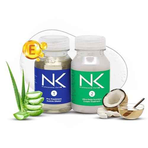 NK Hair Straightening Treatment with Keratin - 2-Step Nourishing, Reconstructing and Smoothing Formula for All Hair Types, 60ml (4oz)